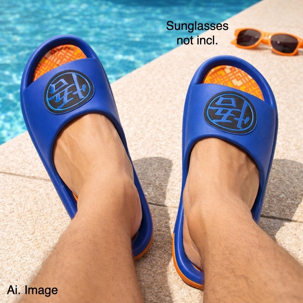 Dragon Ball Z Goku Slides Sandals Blue Orange Anime M 7 W 9 Anime Pool Beach Fun